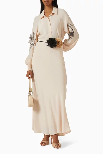 Floral Applique Maxi Skirt in Viscose