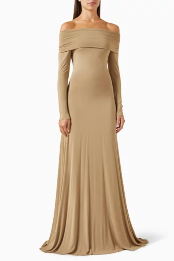 فستان أوتيس بأكتاف مكشوفة نسيج جيرسيه