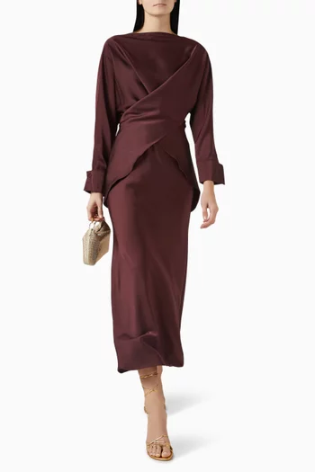 Tessa Top & Skirt Set in Satin