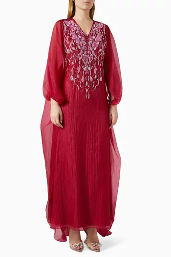 Bead-embellished Cape Dress in Organza