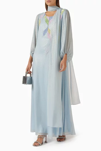 Sequin-embellished Scarf Dress in Chiffon