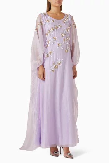 Bead-embellished Cape Dress in Organza