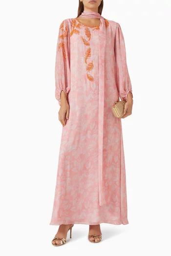 Bead-embellished Shawl Dress in Organza