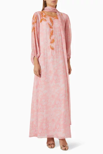 Bead-embellished Shawl Dress in Organza