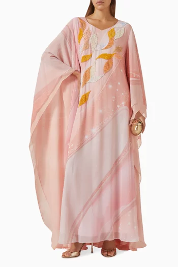 Bead-embellished Kaftan in Chiffon