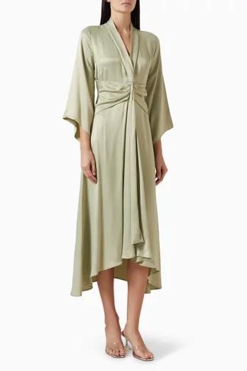 Cinched Midi Dress in Rayon