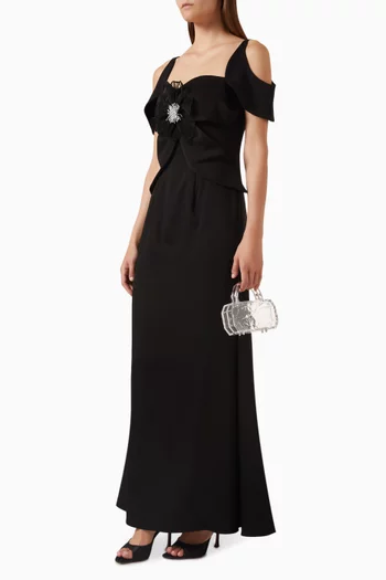 3D Floral-applique Gown in Crepe