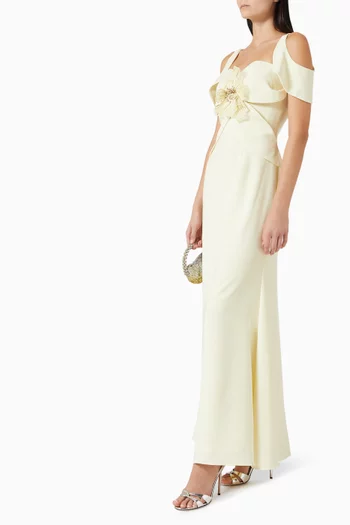 3D Floral-applique Gown in Crepe