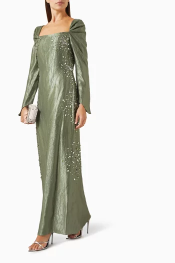 Sequin-embellished Dress in Satin