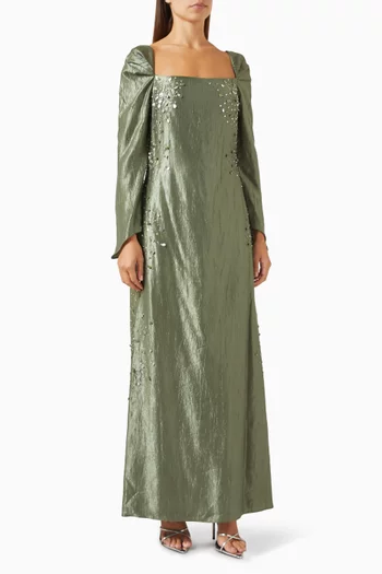 Sequin-embellished Dress in Satin