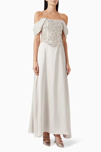 Embellished Corset Dress in Silk