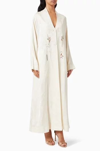 Hand-embroidered Abaya in Silk-jacquard