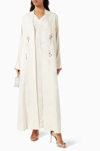 فستان بدرابيه حرير وكتان