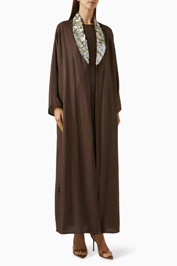 Shell-embellished Abaya Set