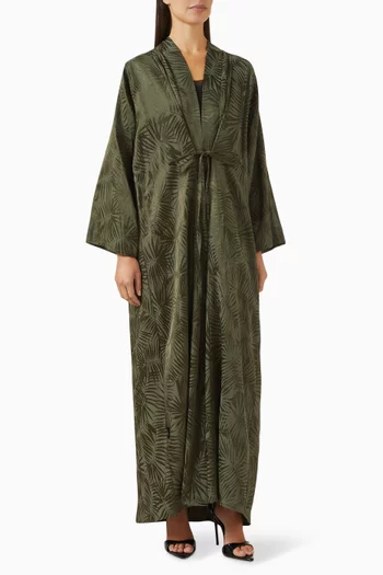 عباية بتصميم كيمونو بنقشة أشجار نخيل