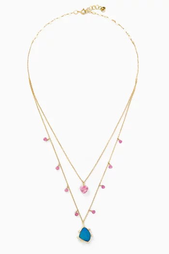 قلادة متعددة الطبقات مرصعة بياقوت وأوبال وماس ذهب عيار 18