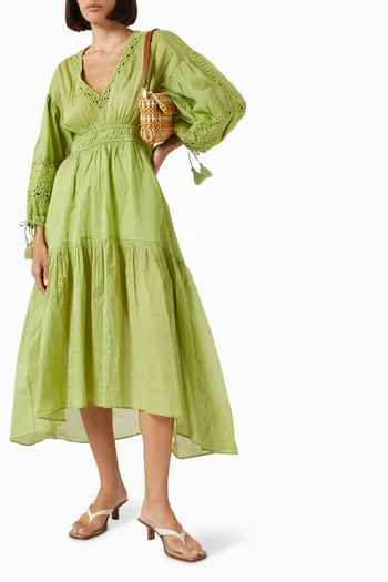 Billow-sleeve Dress in Cotton