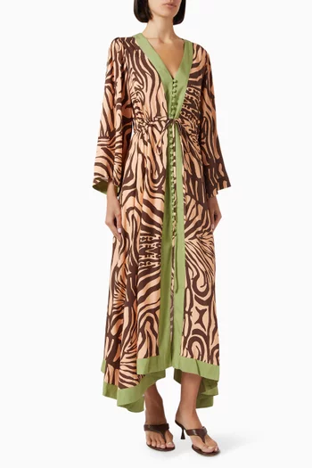 قفطان بنقشة زيبرا قماش رايون