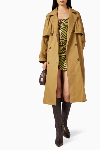 فستان قصير بنقشة زيبرا قماش تفتا