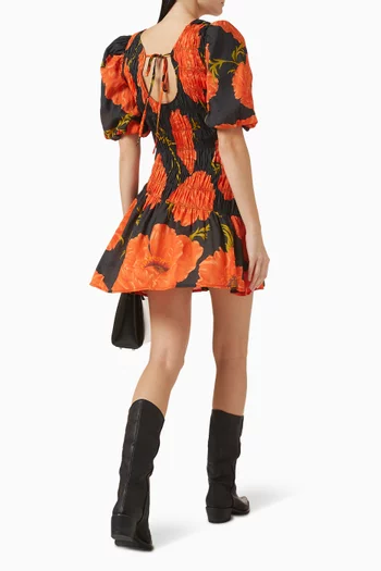 Nara Poppy-print Mini Dress in Viscose-blend