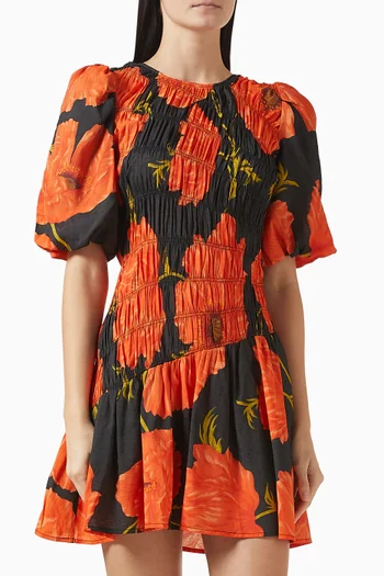 Nara Poppy-print Mini Dress in Viscose-blend
