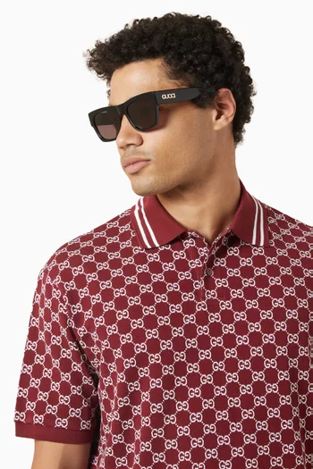 نظارة شمسية بإطار مربع بشعار الماركة أسيتات