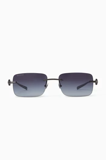 Horsebit Rectangular Sunglasses in Metal