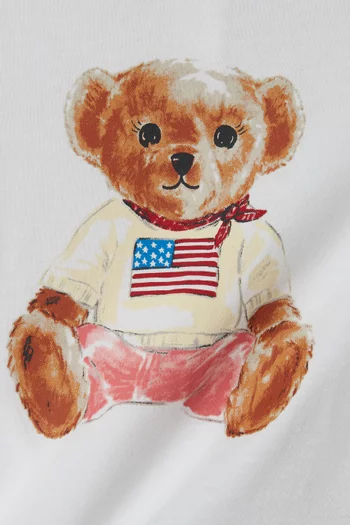 تي شيرت مزين بدب بولو قطن جيرسيه