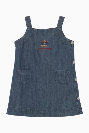 Polo Bear Overall Dress in Denim