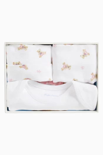 Polo Bear Bodysuit, Bib and Beanie Gift Set