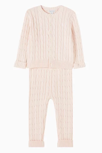 طقم سترة وبنطال بغرزة الضفيرة قطن