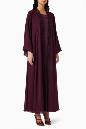 Embellished-trim Abaya Set