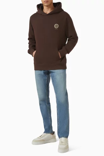 كنزة بغطاء رأس مطرزة على شكل وجه عابس مزيج قطن