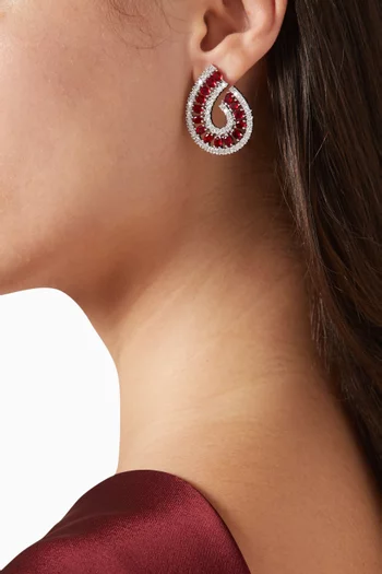 أقراط سايرن بتصميم حلزوني معدن مطلي روديوم