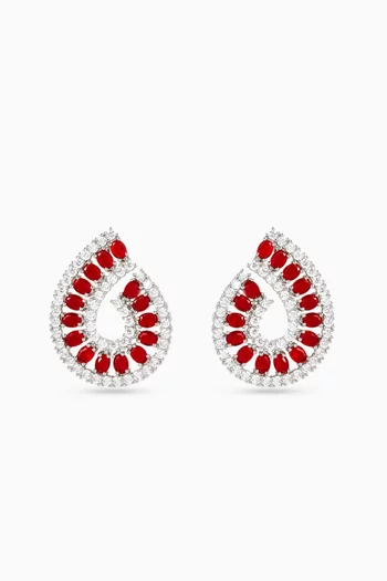 أقراط سايرن بتصميم حلزوني معدن مطلي روديوم