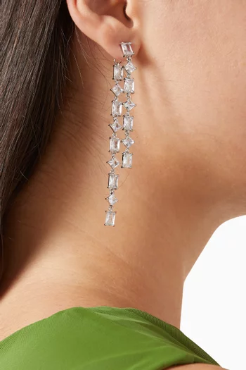 Elora Statement Drop Earrings in Rhodium Plated Metal