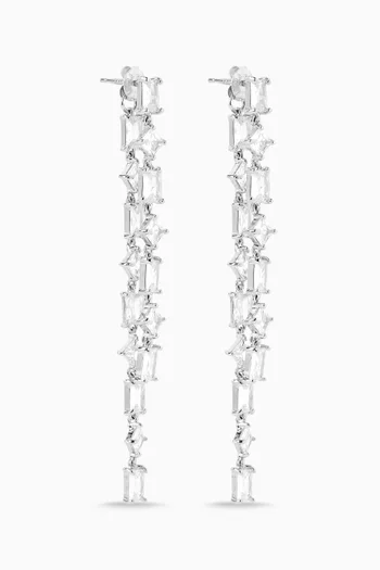 Elora Statement Drop Earrings in Rhodium Plated Metal