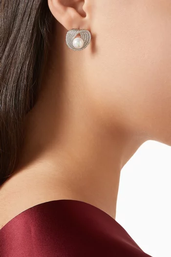 Lusterloop Stud Earrings in Rhodium Plated Metal