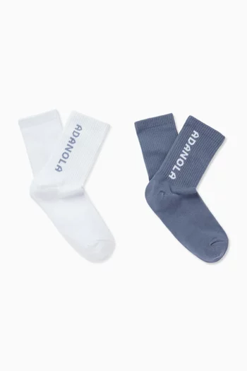 Logo Socks in Rib-knit, Pack of 2