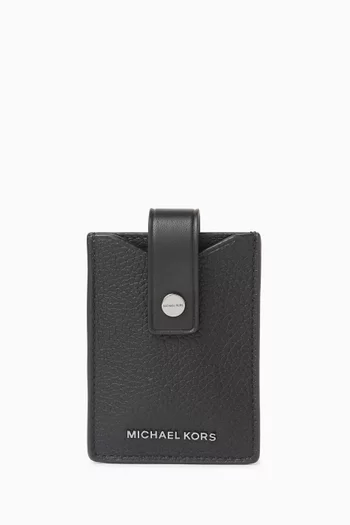 Hudson Snap Card Case in Pebbled Leather