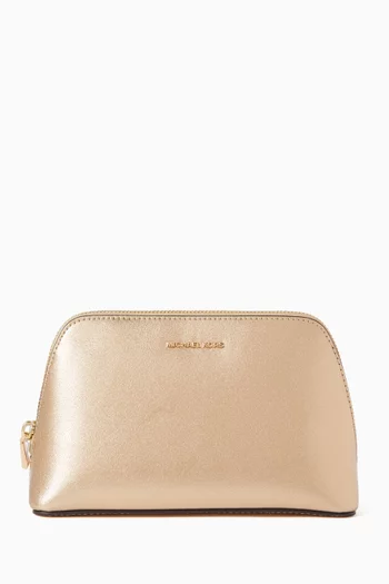 Medium Jet Set Travel Pouch in Metallic Leather