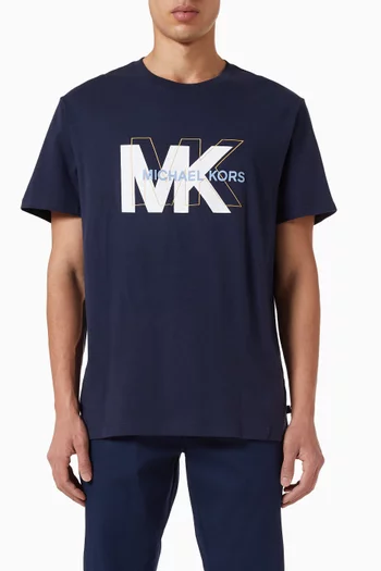 تي شيرت بطبعة شعار الماركة قطن