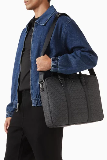 حقيبة عمل هادسون بشعار الماركة جلد وقنب