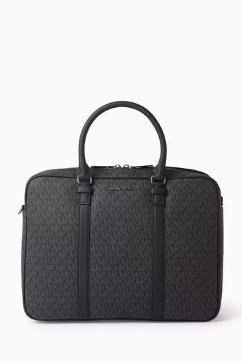 Hudson Logo Briefcase in Canvas & Leather