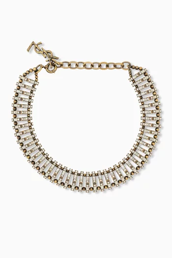 قلادة بتصميم هرمي مرصعة بالكريستال نحاس بلون ذهبي