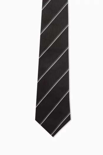 Striped Wide Tie in Silk
