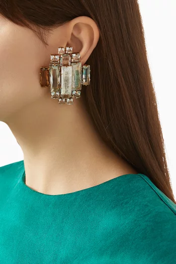 أقراط ميداليون بمشبك مرصعة بالكريستال