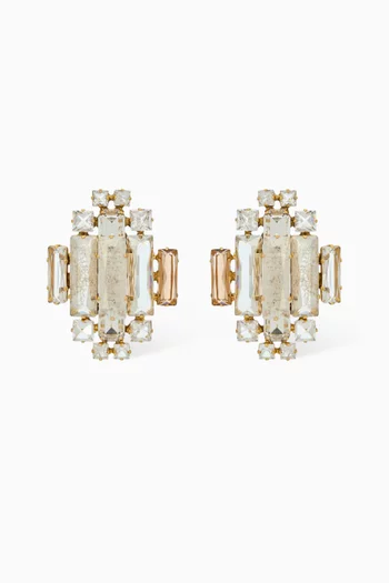 أقراط ميداليون بمشبك مرصعة بالكريستال