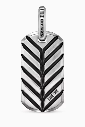 Chevron Lapis Lazuli Tag Pendant in Sterling Silver