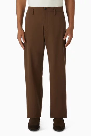 Straight-leg Pants in Wool-cotton Blend
